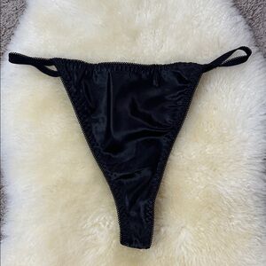 Black Satin Thong